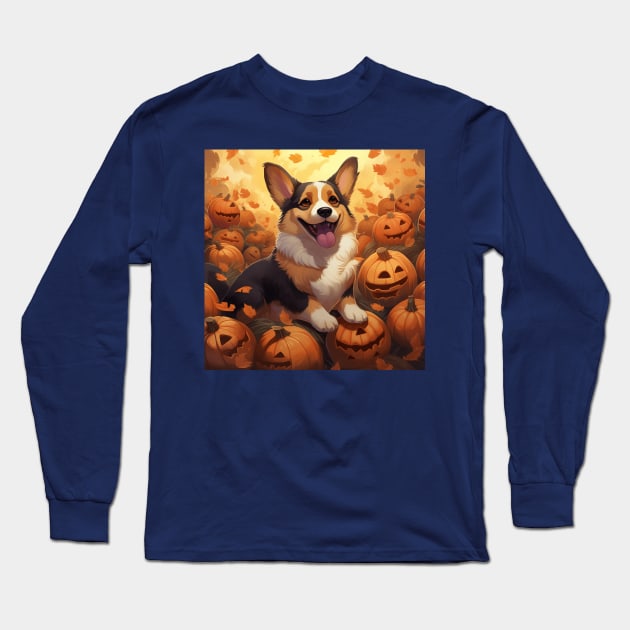 Halloween Corgi Long Sleeve T-Shirt by AtomicChonk